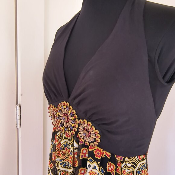 Mini Multi Color Beaded Halter Dress - Picture 4 of 7